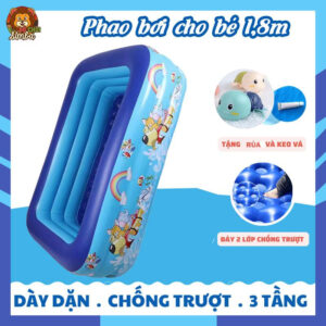 Bể Bơi Phao Cho Bé, Bể Bơi 1M8, Bể Bơi Trong Nhà, Bể Bơi 2 Lớp - Đáy Chống Trơn Trượt