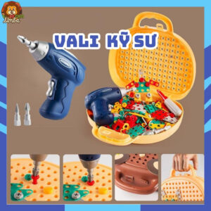 Bộ Đồ Chơi Vali Kỹ Sư, Có Khoan Điện Chạy Bằng Pin